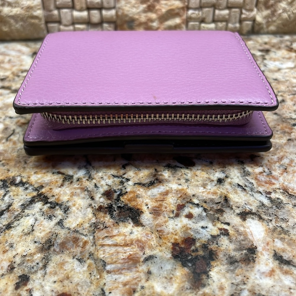 EUC Coach Compact Snap Wallet Lilac Pebbled Leather Silver Hardware - Picture 6 of 14